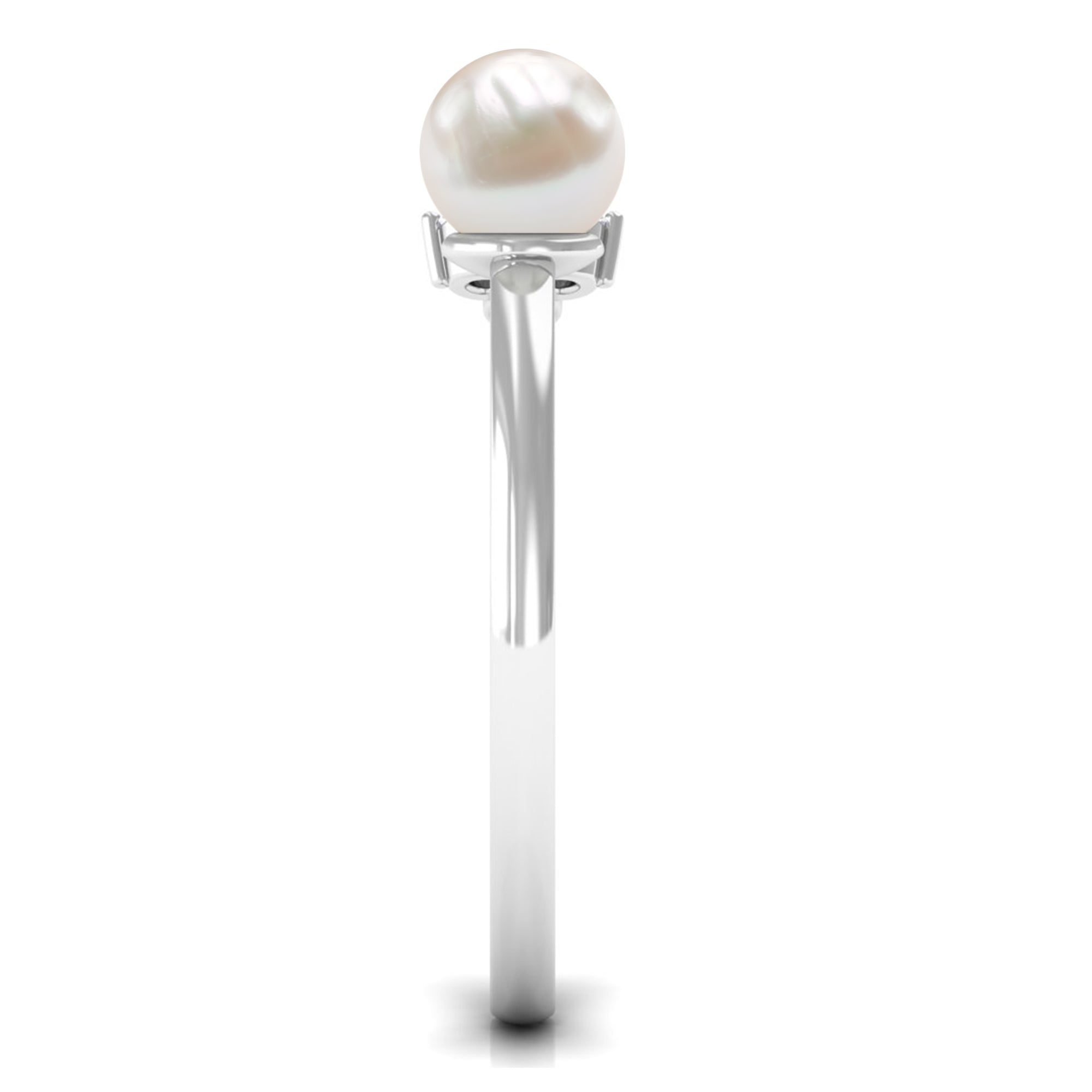 Cultured 2 Carat Freshwater Pearl Promise Ring with Diamond AAA - Rosec Jewels