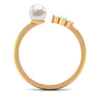 Cultured 2 Carat Freshwater Pearl Promise Ring with Diamond AAA - Rosec Jewels