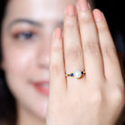 Rosec Jewels-Cultured Freshwater Pearl Engagement Ring with Blue Sapphire