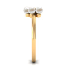 Rosec Jewels-Cultured Freshwater Pearl Flower Promise Ring with Lab Diamond