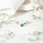 Cultured Freshwater Pearl and Emerald Toi Et Moi Promise Ring AAA - Rosec Jewels