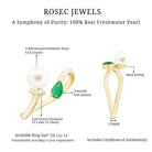 Cultured Freshwater Pearl and Emerald Toi Et Moi Promise Ring AAA - Rosec Jewels