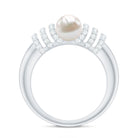 2 Carat Freshwater Pearl Diamond Engagement Ring for Women AAA - Rosec Jewels