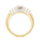2 Carat Freshwater Pearl Diamond Engagement Ring for Women AAA - Rosec Jewels