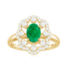 0.7 Carat Oval Emerald Designer Engagement Ring with Diamond AAA - Rosec Jewels