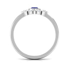 Certified Real Blue Sapphire Flower Promise Ring with Diamond AAA - Rosec Jewels