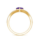Rosec Jewels-Genuine 0.9 Carat Amethyst Heart Engagement Ring with Diamond Crossover Shank