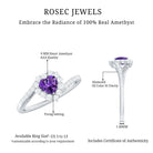 Real 0.9 Carat Amethyst Heart Engagement Ring with Diamond Halo AAA - Rosec Jewels