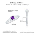 1 Carat Bezel Set Amethyst Solitaire Promise Ring with Diamond AAA - Rosec Jewels