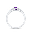 1 Carat Bezel Set Amethyst Solitaire Promise Ring with Diamond AAA - Rosec Jewels