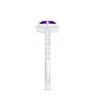 Certified Real 1.2 Carat Amethyst Princess Cut Engagement Ring with Diamond AAA - Rosec Jewels