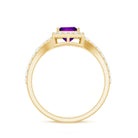 1.2 Carat Amethyst Princess Cut Engagement Ring with Moissanite Split Shank AAA - Rosec Jewels