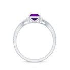 Real 1.2 Carat Amethyst Princess Cut Engagement Ring with Diamond Bypass Shank AAA - Rosec Jewels
