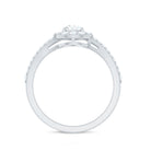 Pear Shape Cubic Zirconia Halo Engagement Ring in Split Shank AAAA - Rosec Jewels