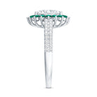 Certified 2 Carat Lab Grown Diamond Engagement Ring with Emerald Halo Lab - ( EF-VS ) - Rosec Jewels