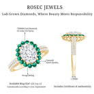 Certified 2 Carat Lab Grown Diamond Engagement Ring with Emerald Halo Lab - ( EF-VS ) - Rosec Jewels