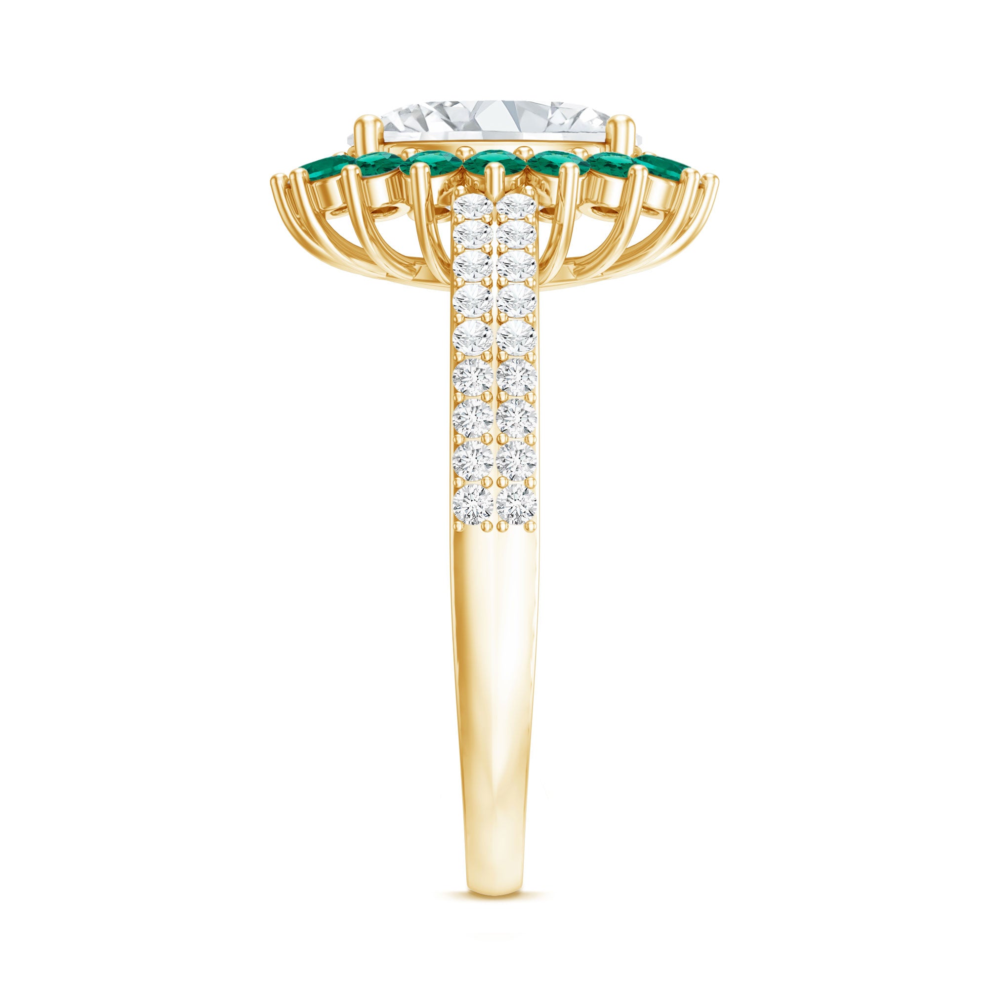 Certified 2 Carat Lab Grown Diamond Engagement Ring with Emerald Halo Lab - ( EF-VS ) - Rosec Jewels