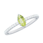 Genuine 0.7 Carat Marquise Peridot Promise Ring with Diamond AAA - Rosec Jewels