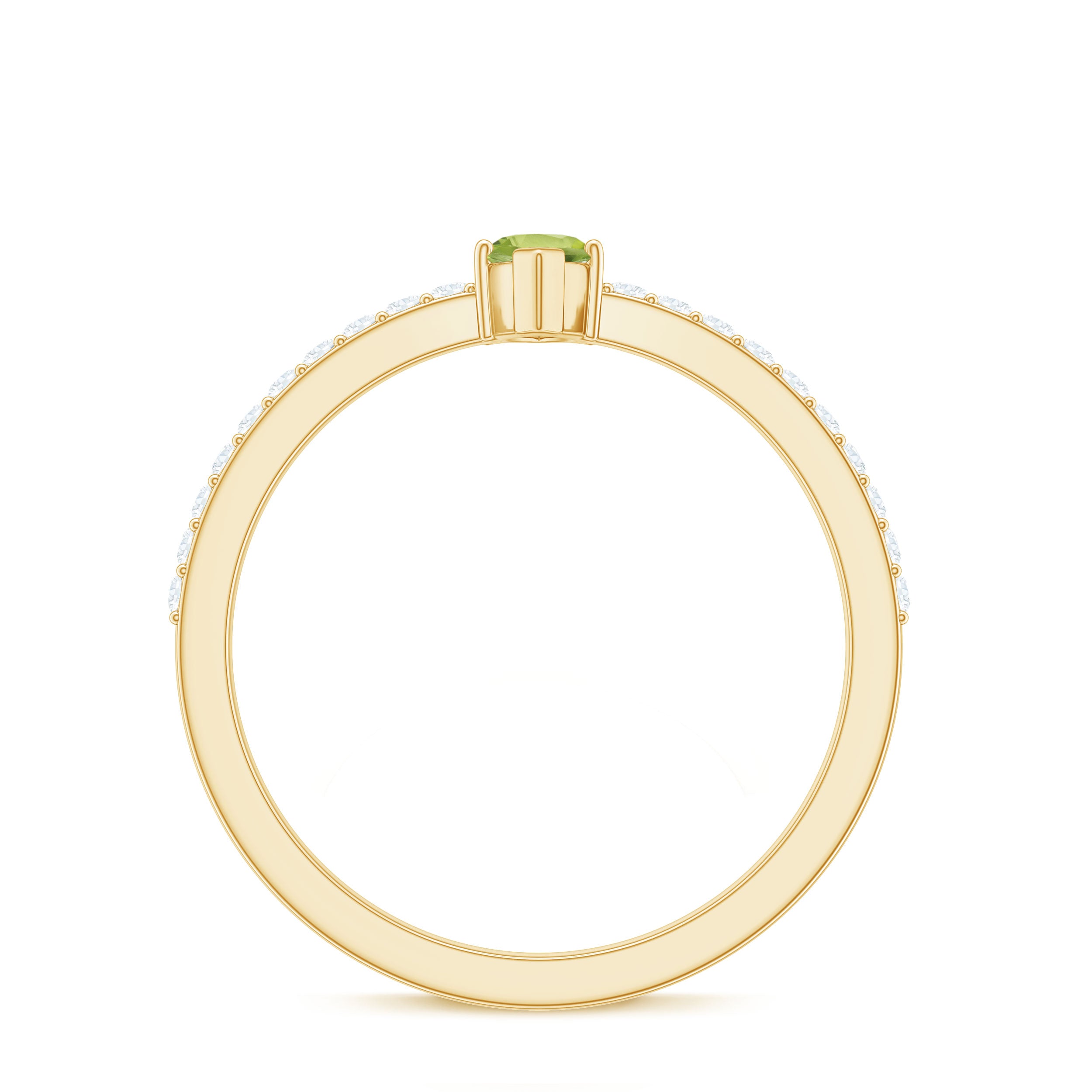 Genuine 0.7 Carat Marquise Peridot Promise Ring with Diamond AAA - Rosec Jewels