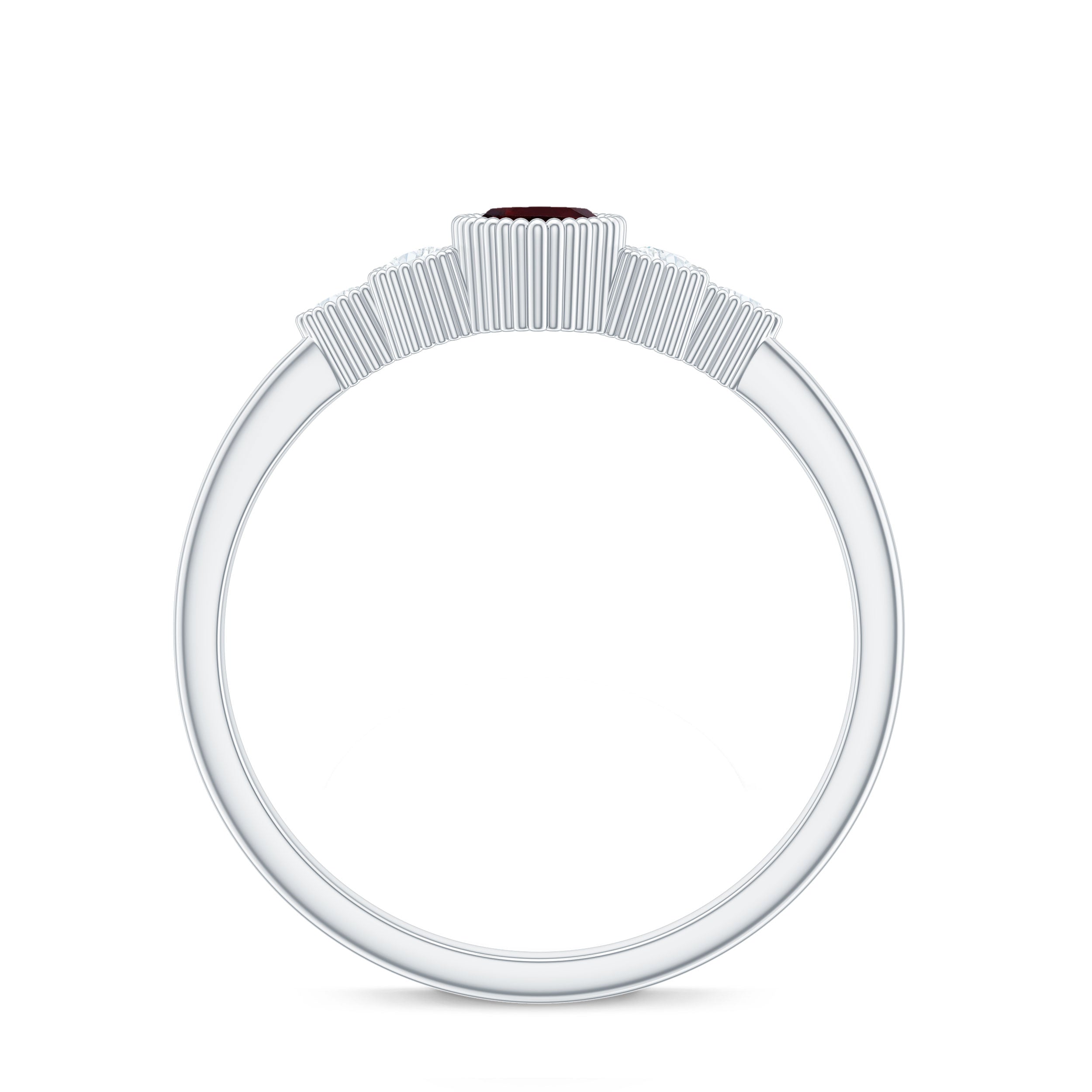 Natural 4X8mm Garnet Marquise Engagement Ring with Diamond AAA - Rosec Jewels