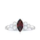 Natural 4X8mm Garnet Marquise Engagement Ring with Diamond AAA - Rosec Jewels
