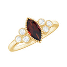 Natural 4X8mm Garnet Marquise Engagement Ring with Diamond AAA - Rosec Jewels