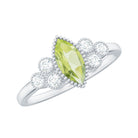 Natural 0.7 Carat Marquise Shape Peridot Engagement Ring with Diamond AAA - Rosec Jewels