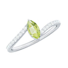 Real 0.7 Carat Peridot Marquise Promise Ring with Diamond Bypass Shank AAA - Rosec Jewels
