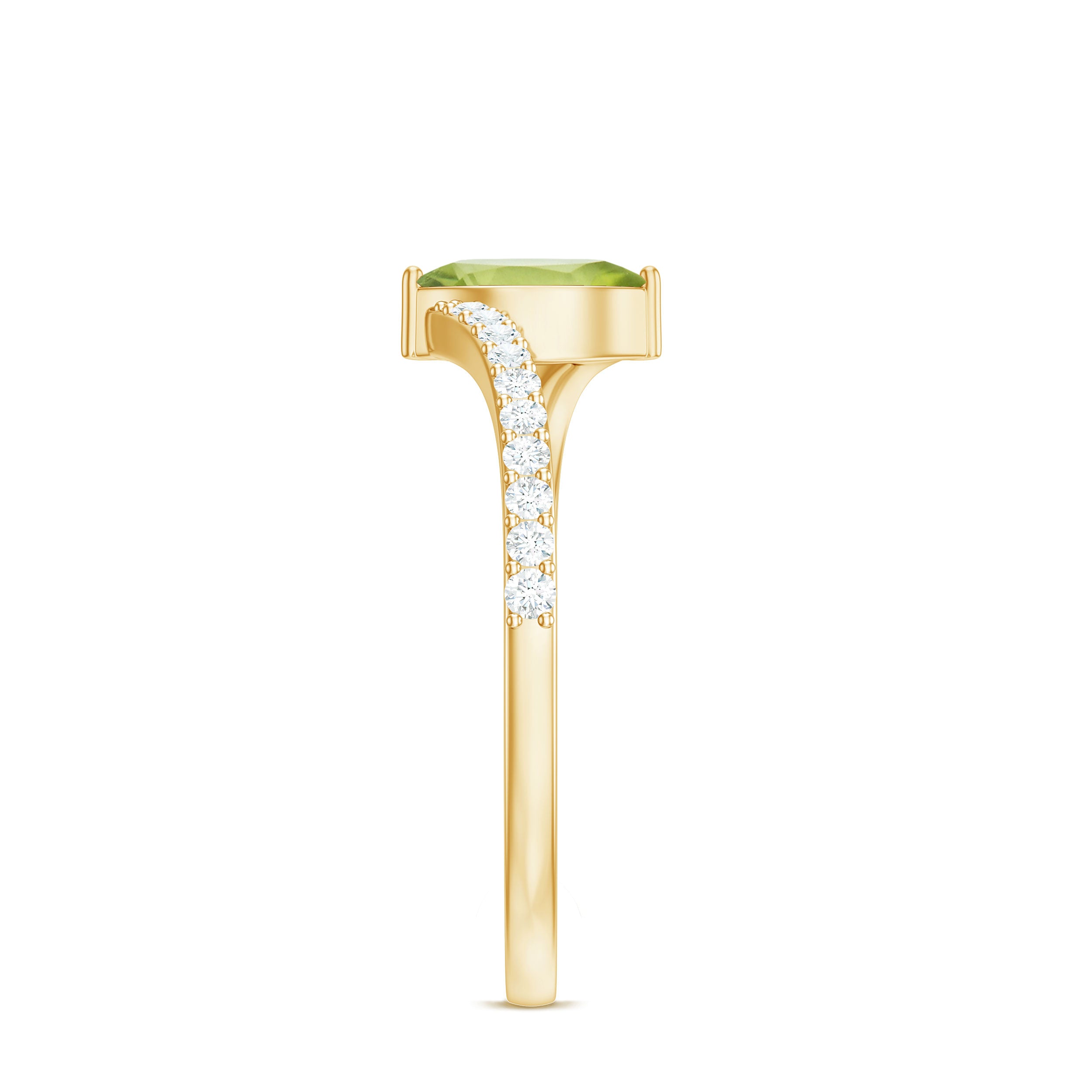 Rosec Jewels-Real 0.7 Carat Peridot Marquise Promise Ring with Diamond Bypass Shank