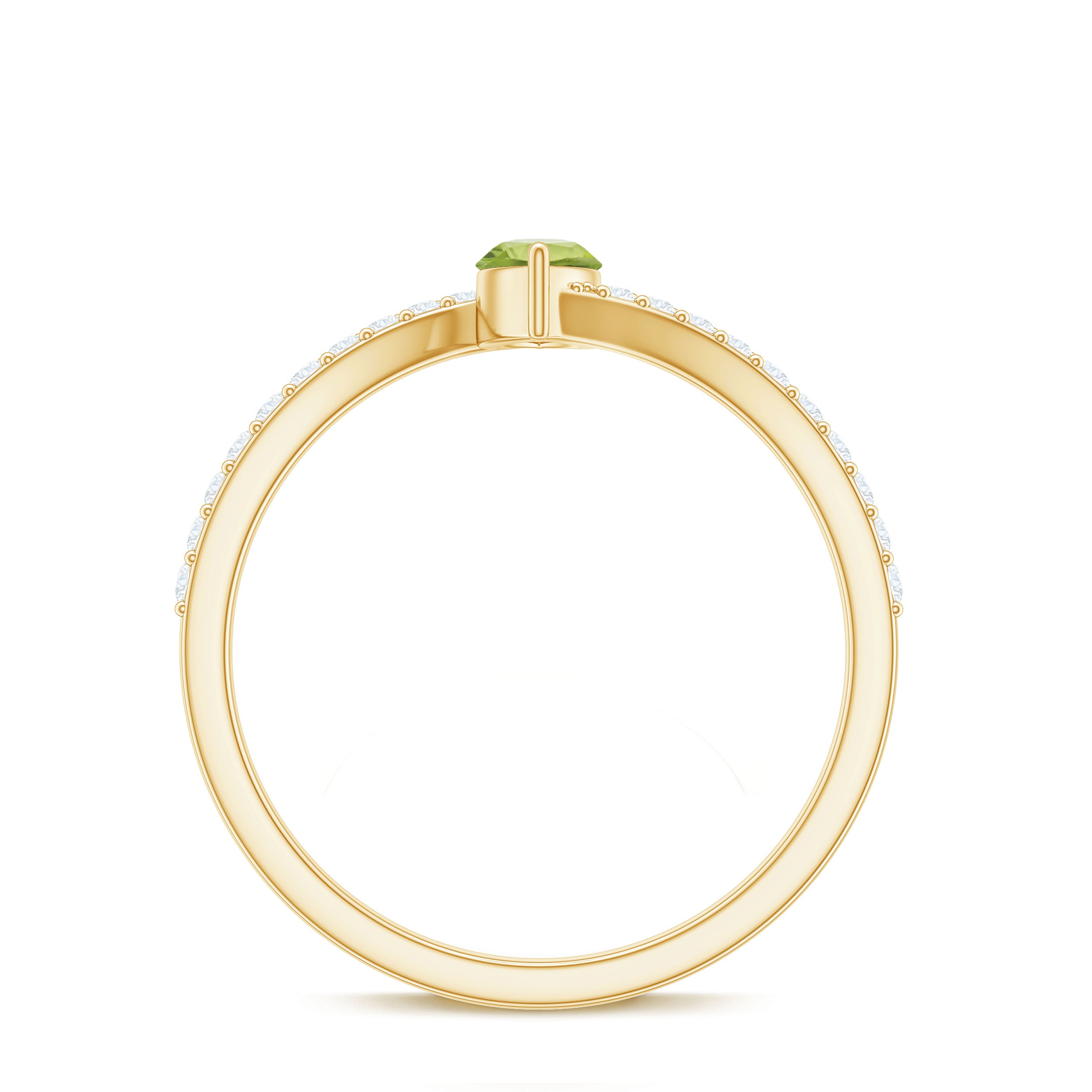Rosec Jewels-Real 0.7 Carat Peridot Marquise Promise Ring with Diamond Bypass Shank