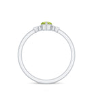 Natural 0.7 Carat Marquise Peridot Promise Ring with Diamond AAA - Rosec Jewels