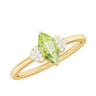 Natural 0.7 Carat Marquise Peridot Promise Ring with Diamond AAA - Rosec Jewels