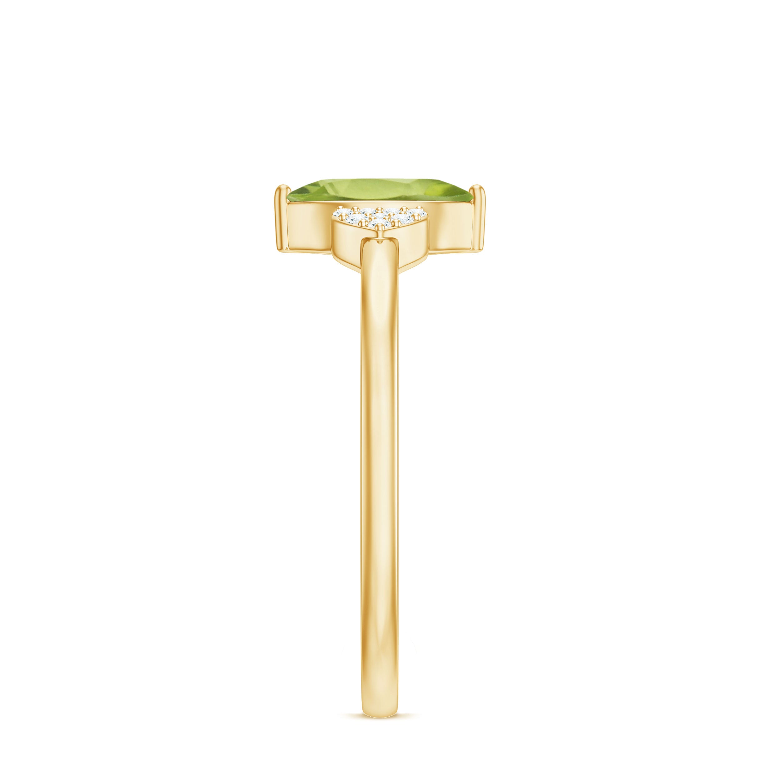 Rosec Jewels-Natural 0.7 Carat Marquise Peridot Promise Ring with Diamond