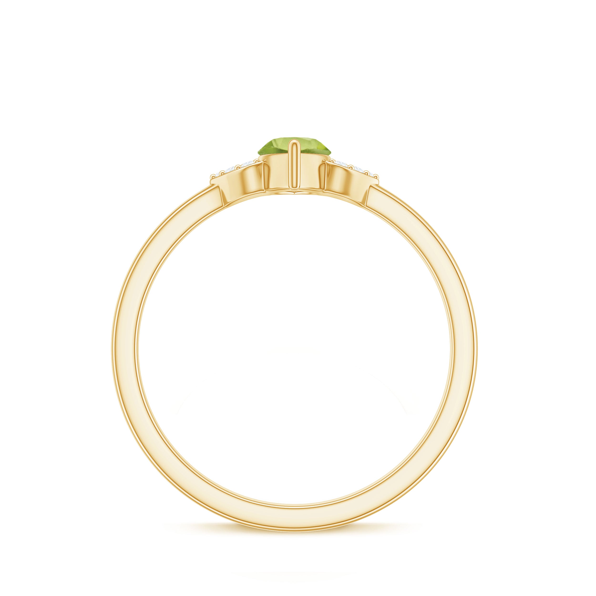 Rosec Jewels-Natural 0.7 Carat Marquise Peridot Promise Ring with Diamond