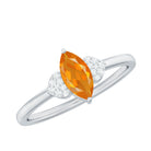 Rosec Jewels-Marquise Solitaire Fire Opal Engagement Ring with Diamond