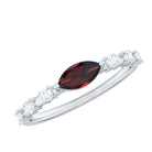Natural Marquise Garnet Diamond Promise Ring in East West Style AAA - Rosec Jewels
