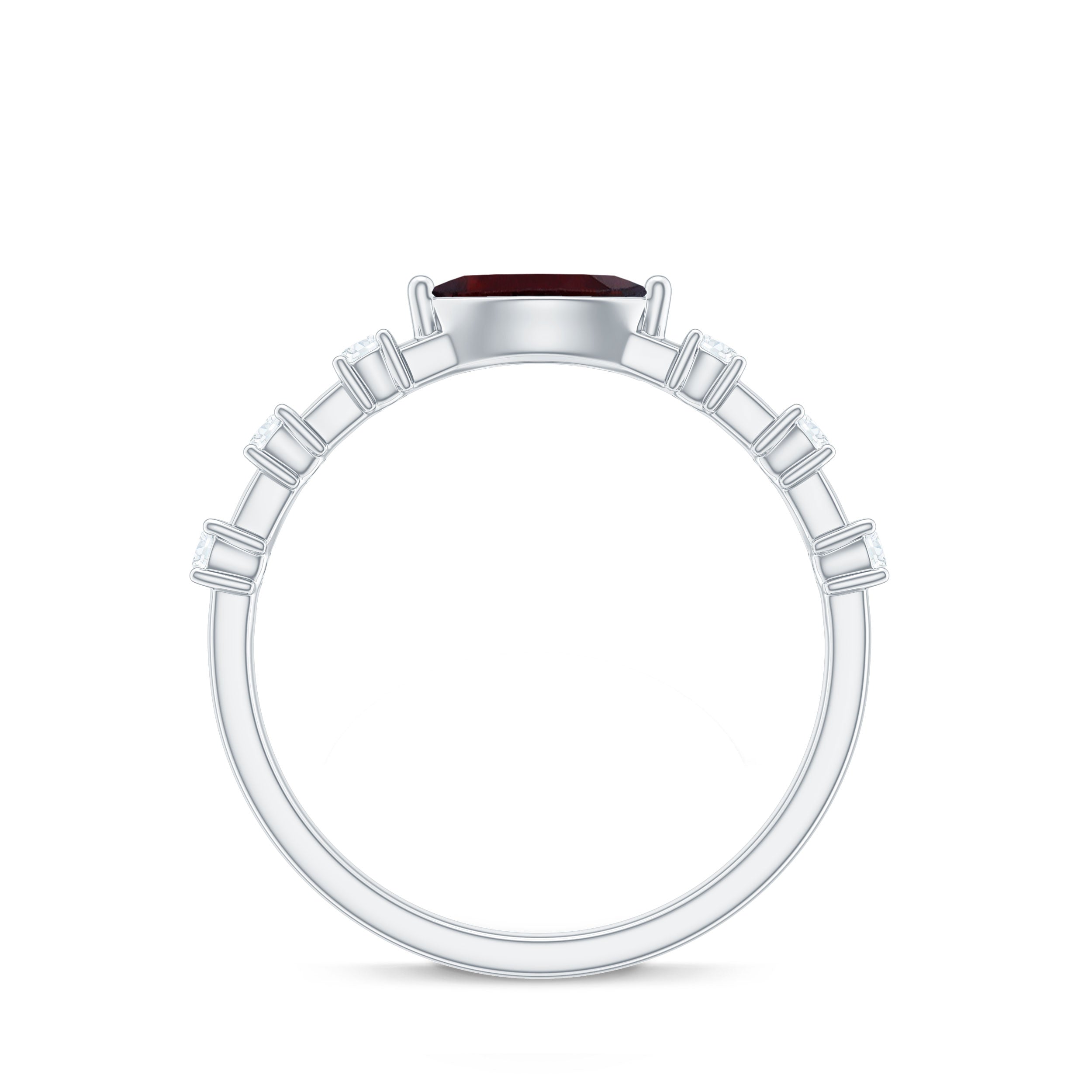 Natural Marquise Garnet Diamond Promise Ring in East West Style AAA - Rosec Jewels