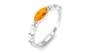 Rosec Jewels-East West Marquise Fire Opal and Diamond Engagement Ring