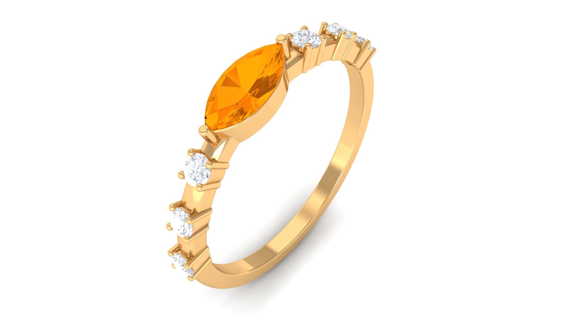 Rosec Jewels-East West Marquise Fire Opal and Diamond Engagement Ring