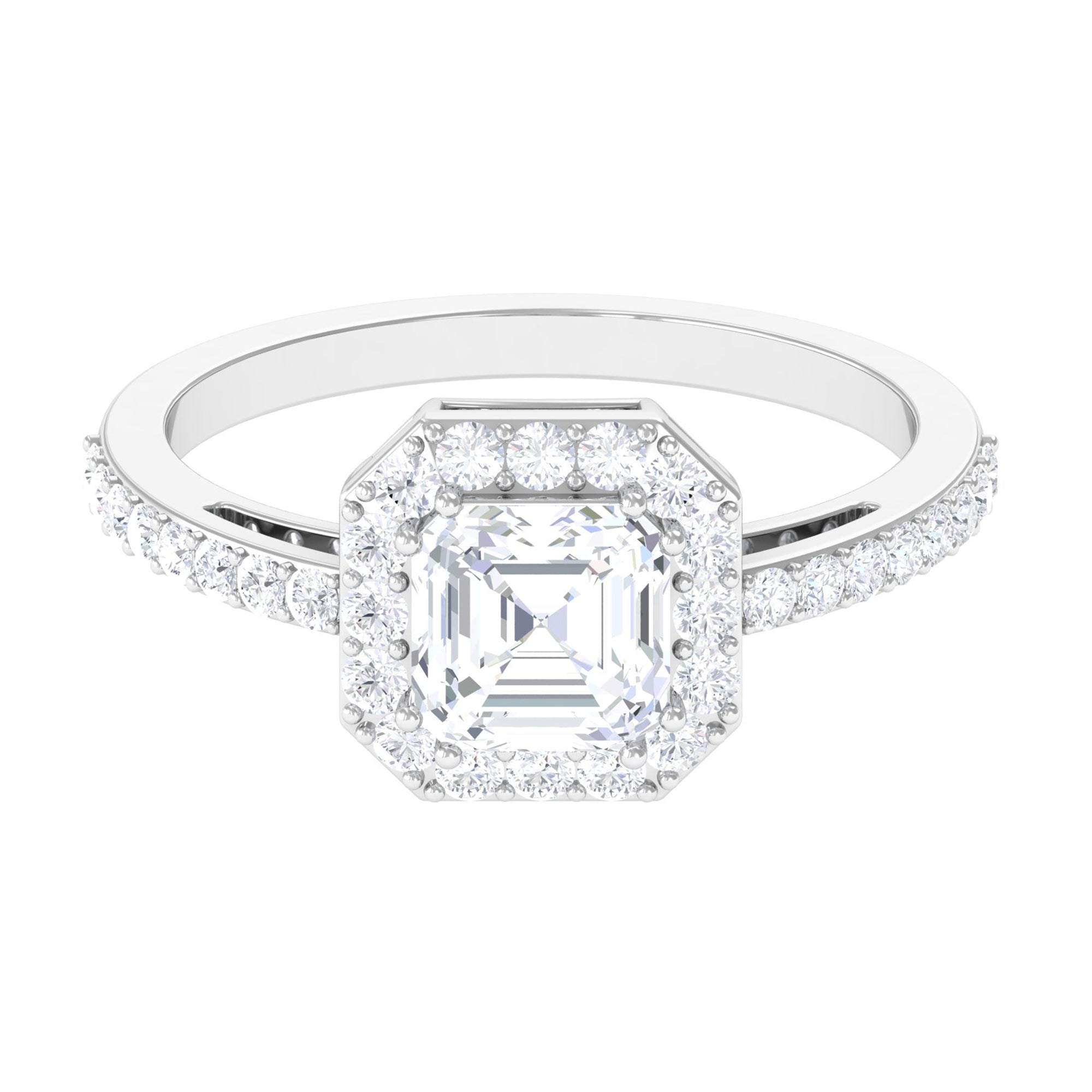 2.25 CT Asscher Cut Solitaire Zircon Halo Engagement Ring