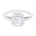 2.25 CT Asscher Cut Solitaire Zircon Halo Engagement Ring AAAA - Rosec Jewels