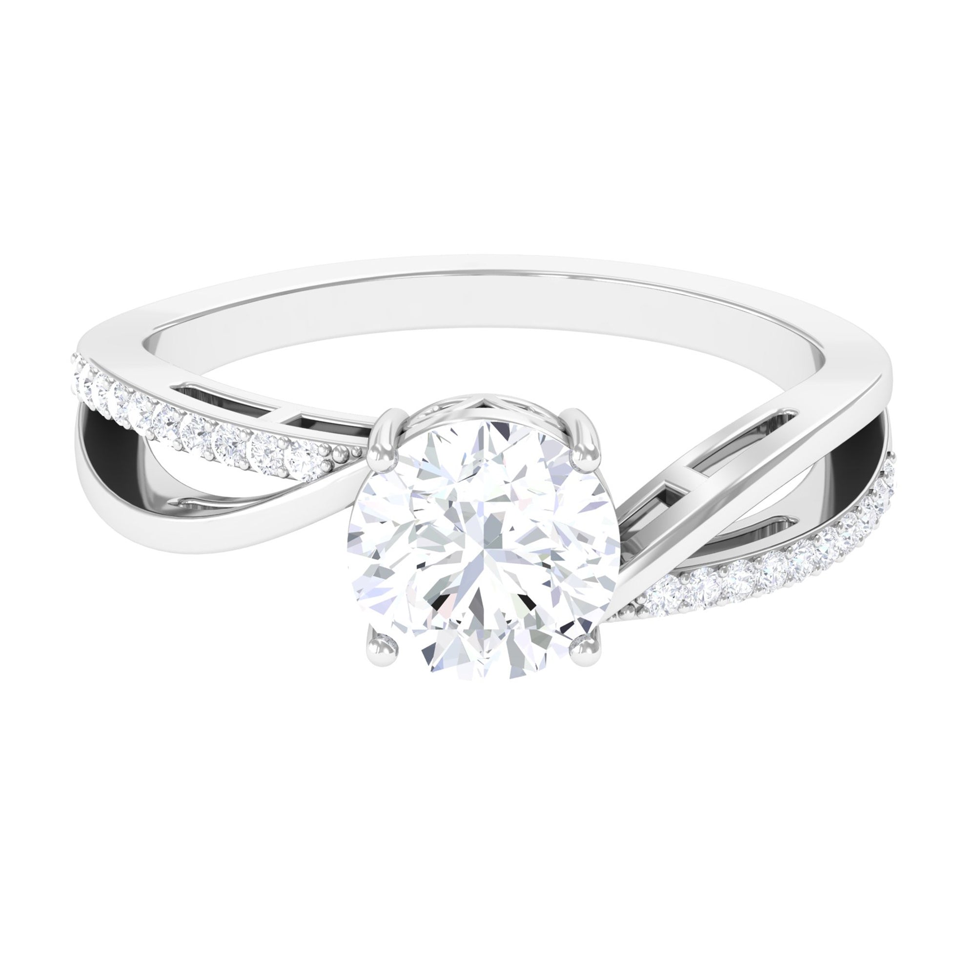 1.50 CT Round Cut Solitaire Zircon Bypass Engagement Ring AAAA - Rosec Jewels