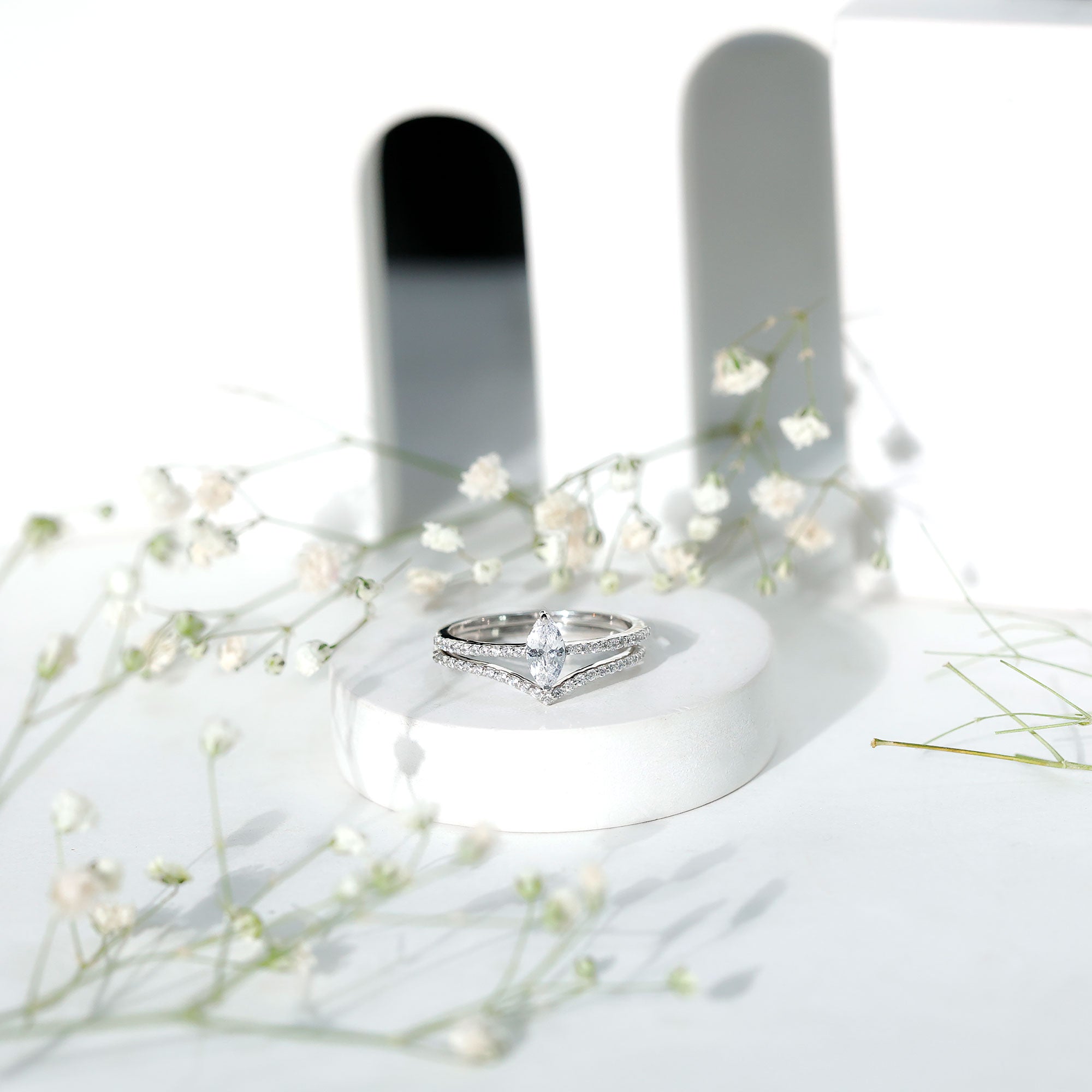 Certified Marquise Cut Zircon Wedding Ring Set for Women AAAA - Rosec Jewels