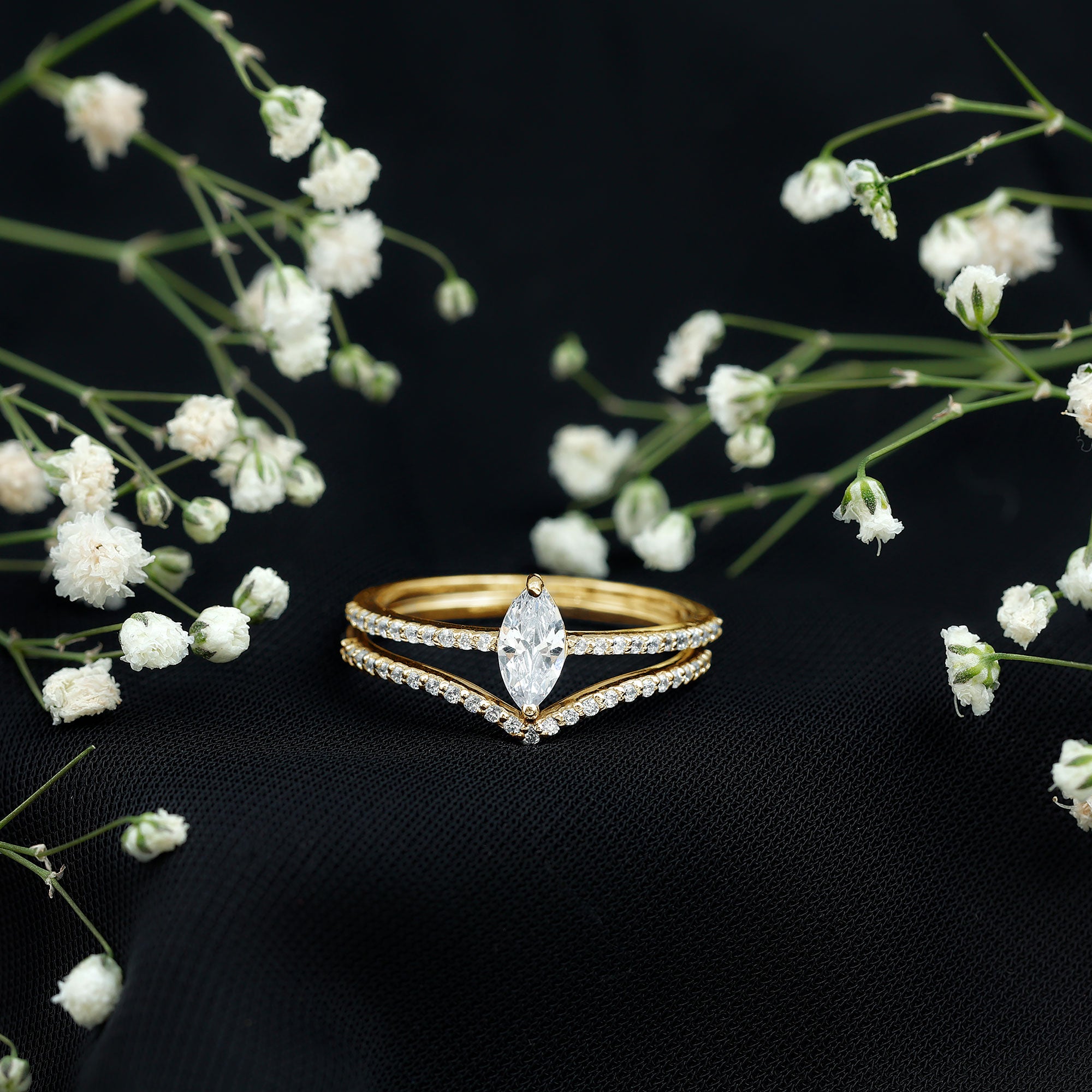 Certified Marquise Cut Zircon Wedding Ring Set for Women AAAA - Rosec Jewels