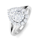 Zircon Pear Halo Engagement Ring with Split Shank AAAA - Rosec Jewels