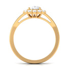 Zircon Pear Halo Engagement Ring with Split Shank AAAA - Rosec Jewels