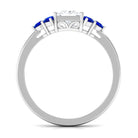 Moissanite Princess Cut Engagement Ring With Lab Grown Blue Sapphire Side Stone Zircon - ( AAAA ) - Quality - Rosec Jewels