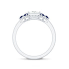 Rosec Jewels-Moissanite Princess Cut Engagement Ring With Lab Grown Blue Sapphire
