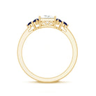 Rosec Jewels-Moissanite Princess Cut Engagement Ring With Lab Grown Blue Sapphire
