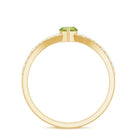 Natural 0.7 Carat Marquise Shape Peridot Promise Ring with Diamond Split Shank AAA - Rosec Jewels